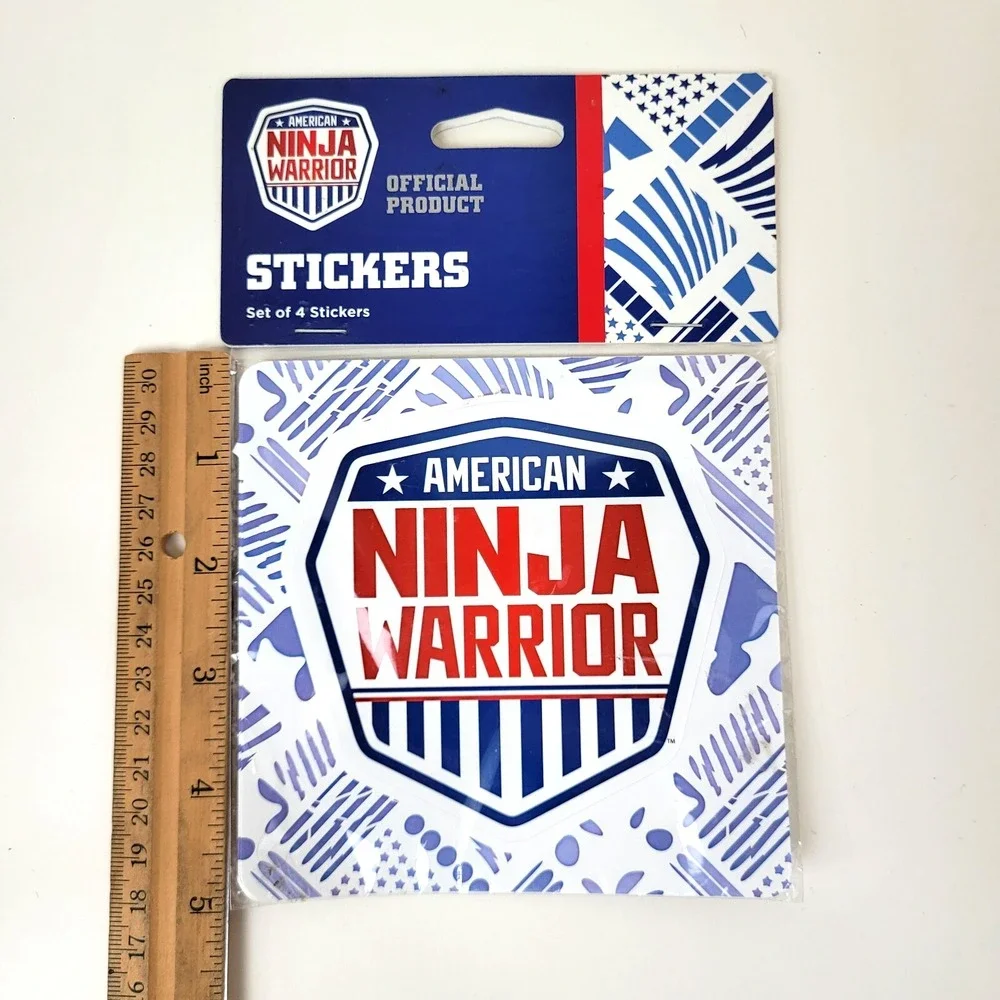 American Ninja Warrior Official Shield Vinyl Stickers 4‑Pack‎ • Easy‑Peel 5 x 5